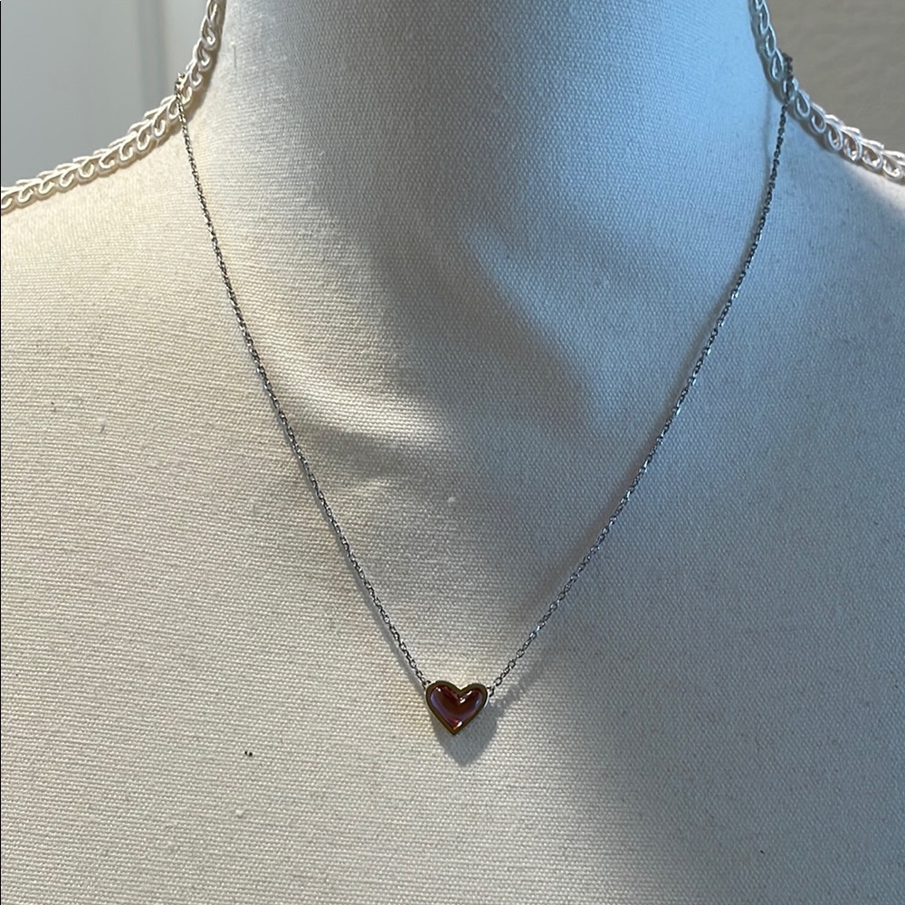 Kendra Scott Pink and Silver Heart Necklace